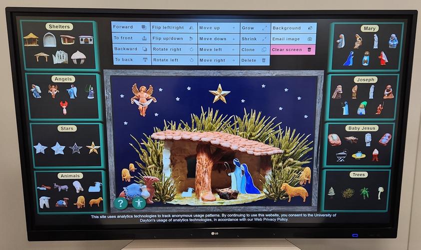 An example scene created on the Nativity Builder (by yours truly)